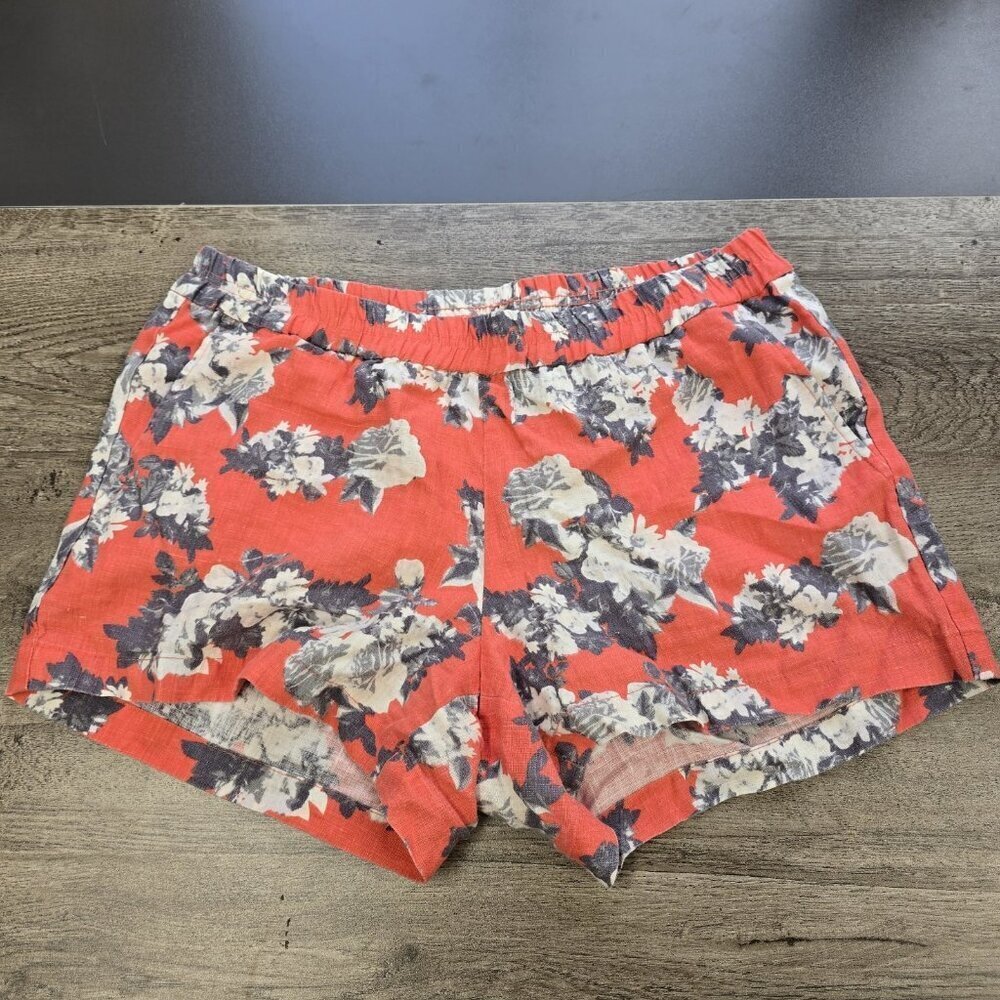 Kut From The Kloth 100% Linen Pull On Shorts Women’s Size 8 Coral Floral